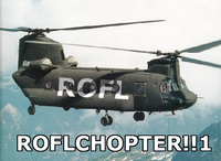 Chinook helicopter with ROFL text